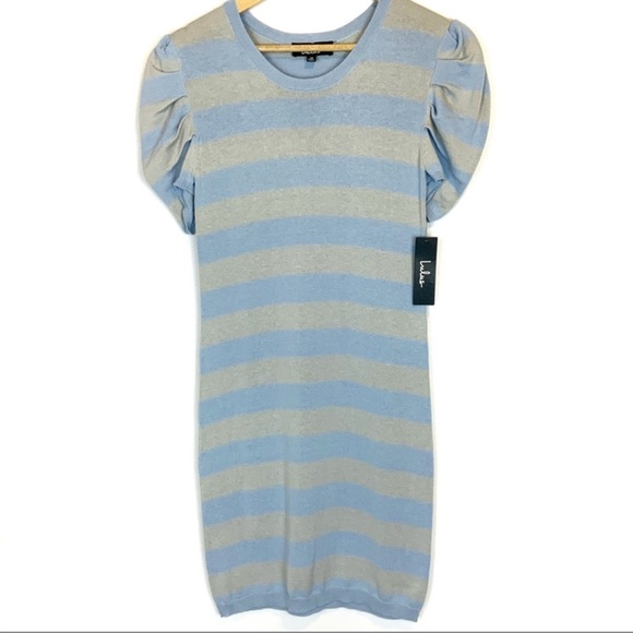 NWT Lulu’s Rylie Light Blue Striped Sweater Dress - Picture 5 of 11